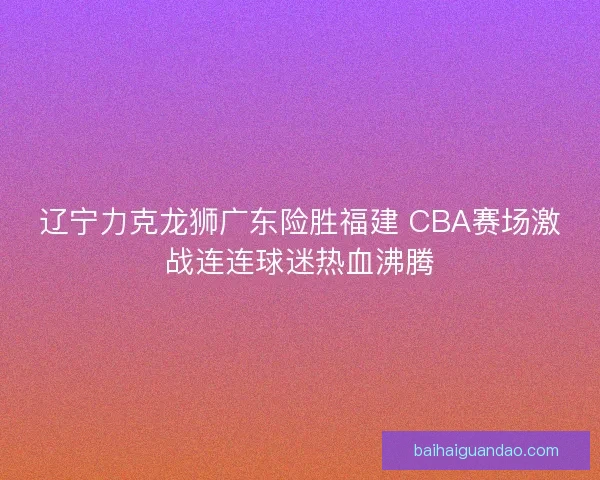 辽宁力克龙狮广东险胜福建 CBA赛场激战连连球迷热血沸腾